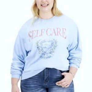 Love Tribe Indulge In Self Care Womens Sky Blue 1X Plus Graphic T-Shirt,NWT